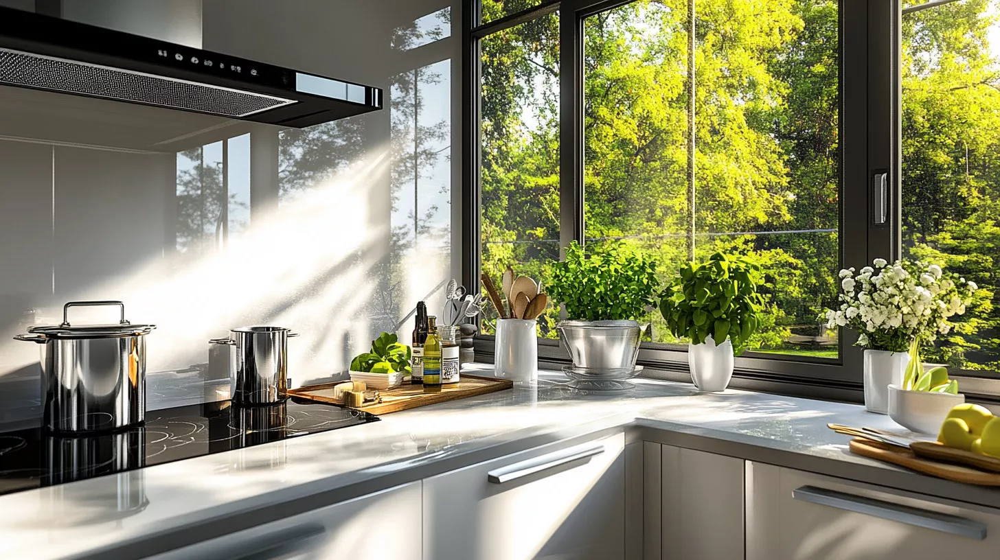 مطبخ عصري بطلاء مقاوم للرطوبة: تصميم أنيق وجدران سهلة التنظيف